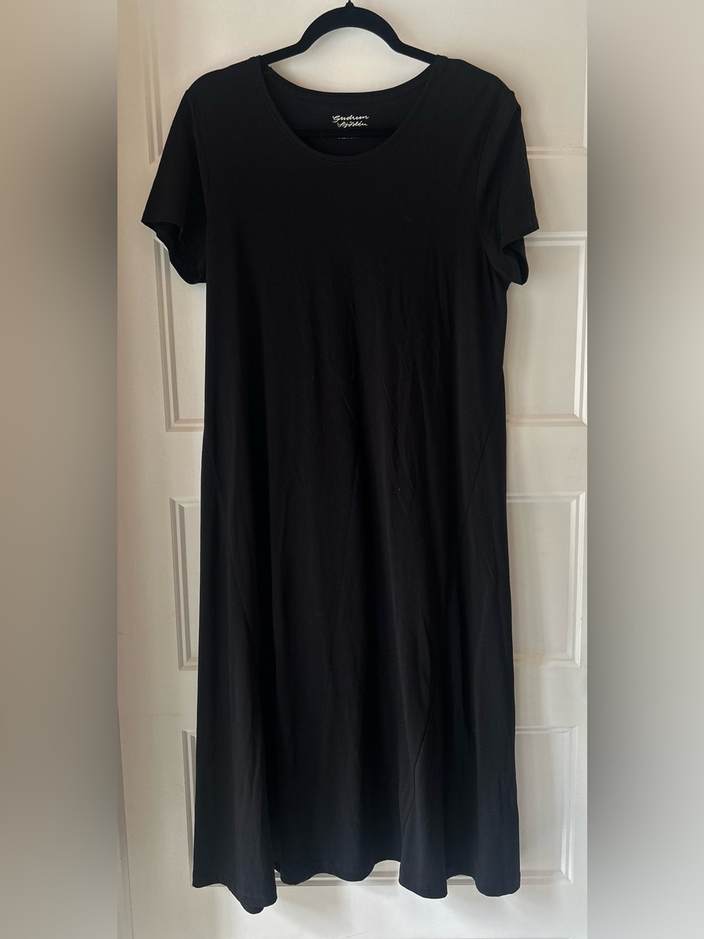 Gudrun Sjödén Black Organic Cotton Modal Midi Dress M A Line Minimalist
